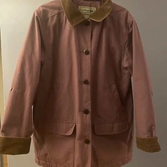 L.L. Bean Mauve Coat with Olive Trim - Picture 2 of 7
